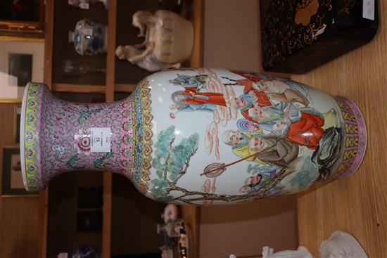 A Chinese famille rose vase, 20th century height 62cm (a.f.)